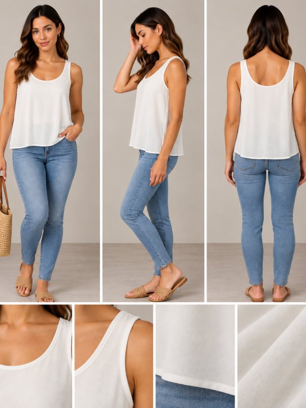 Coveted Clothing White Button Front Camisole Tank Top Size S